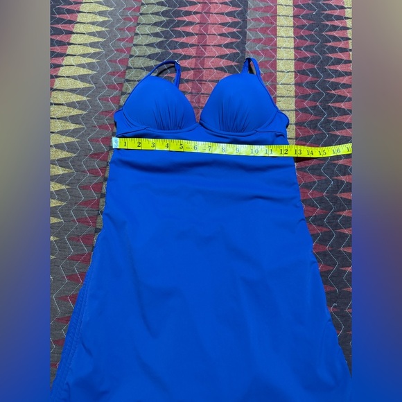 Spanx Love Your Assets Padded Push Up Swim Dress Swimsuit Small Blue Slim - Picture 9 of 15